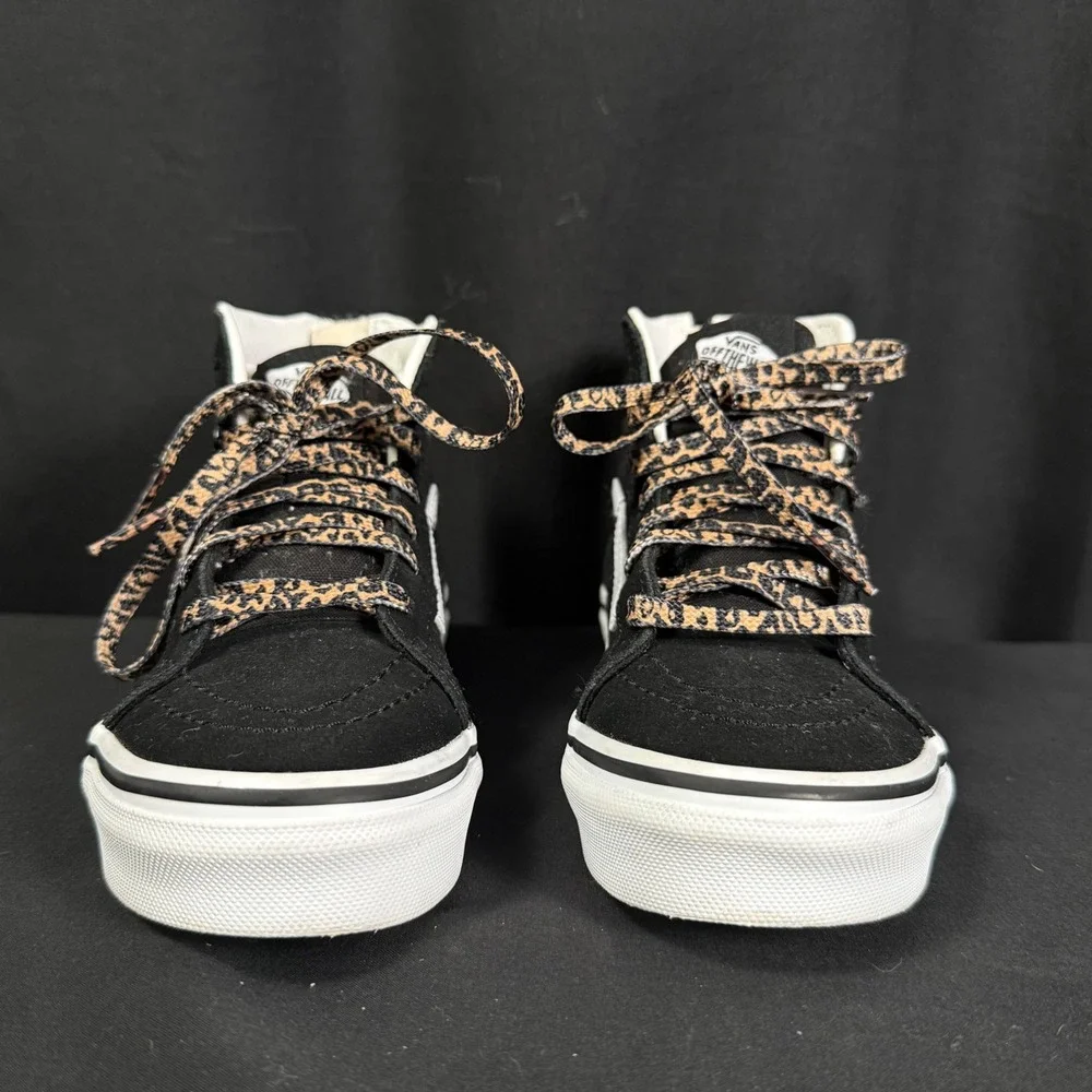 Vans Sk8-Hi Leopard Heart High Top Zip Sneakers Suede Black Youth 1.5 721356